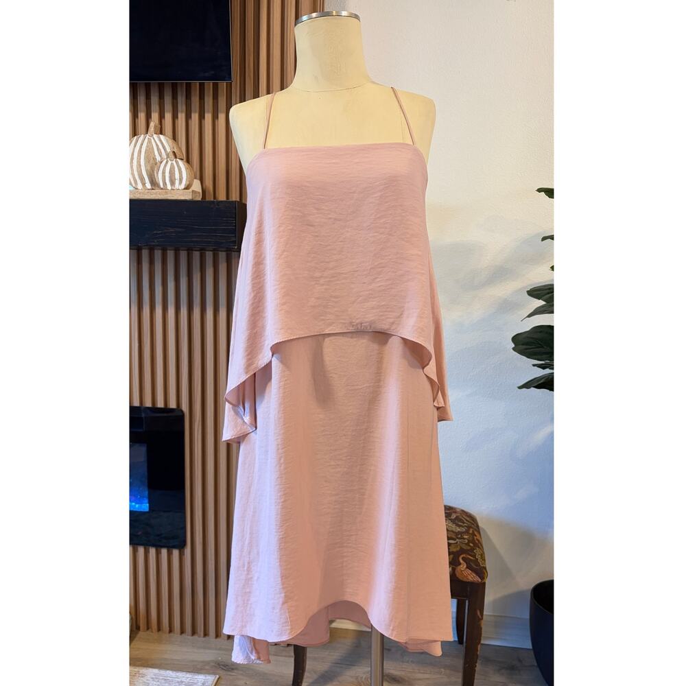 Banana Republic Pink Layered Spaghetti Strap Midi Dress Size 8